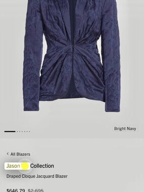 Jason Wu Draped Jacquard Blazer in Navy